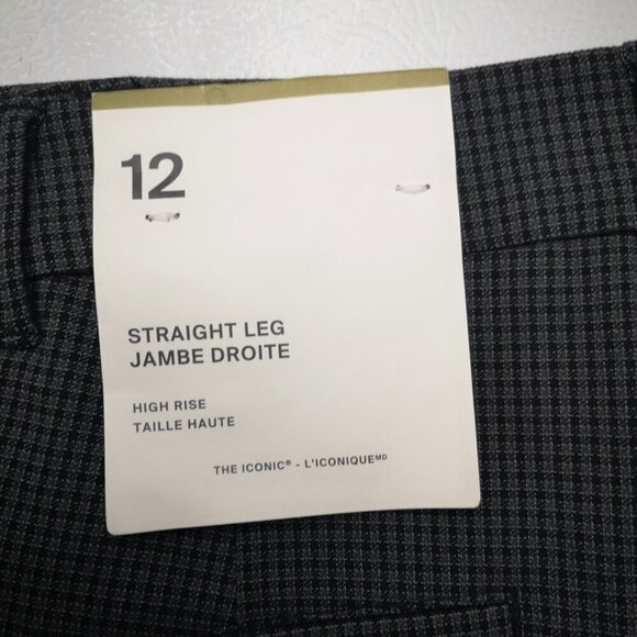 NWT Reitmans Ladies Size 12 Petite Grey Plaid Pull On Style High Rise Pants - Picture 12 of 15